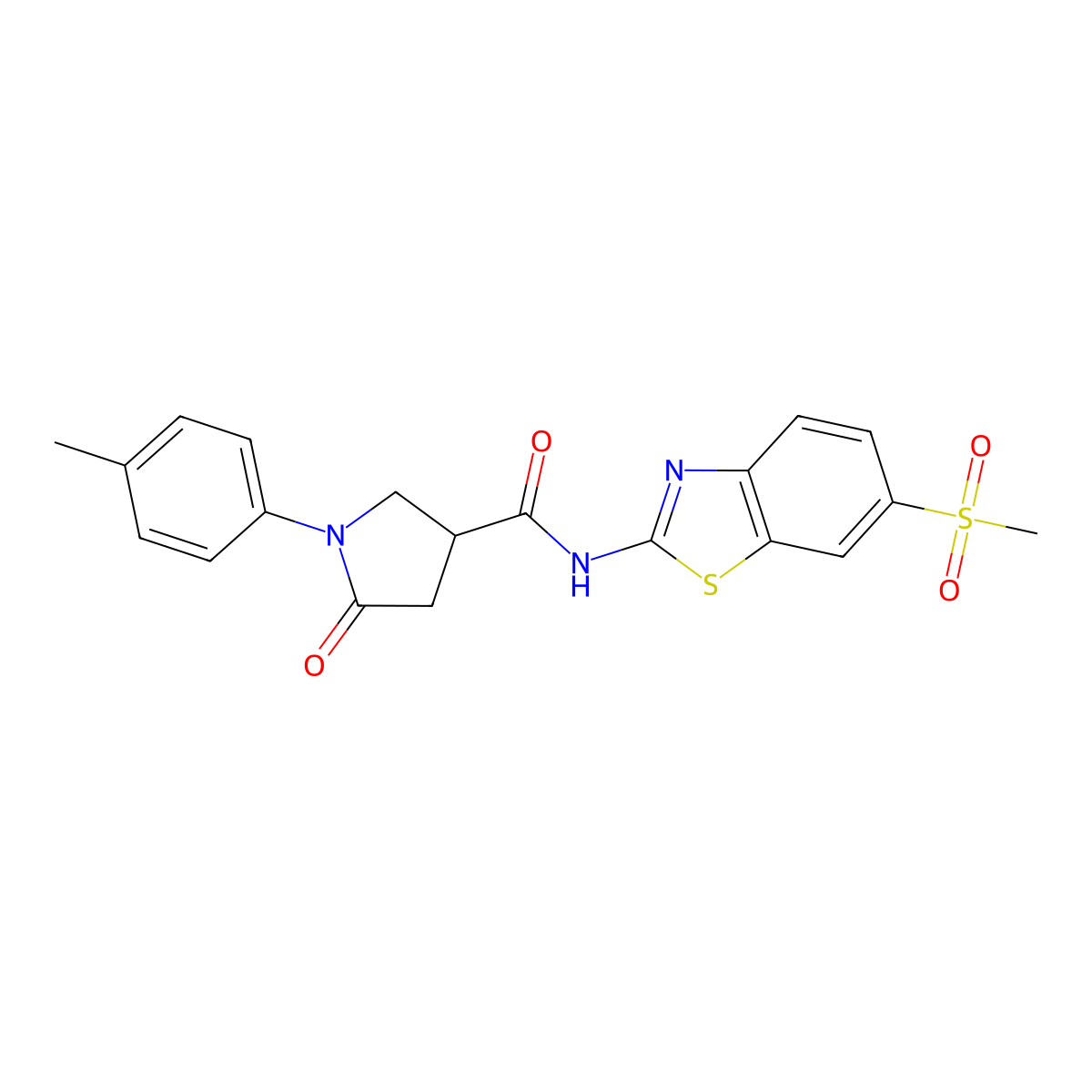 1-(4-methylphenyl)-N-(6-methylsulfonyl-1,3-benzothiazol-2-yl)-5-oxopyrrolidine-3-carboxamide molecular structure, CAS 781617-99-0