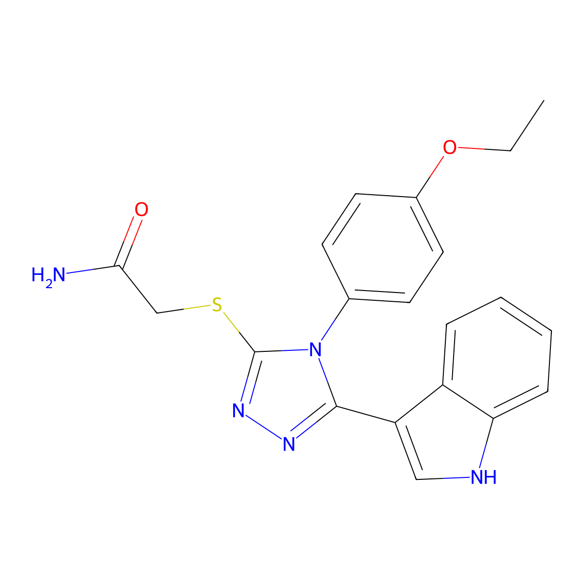 2-((4-(4-ethoxyphenyl)-5-(1H-indol-3-yl)-4H-1,2,4-triazol-3-yl)thio)acetamide molecular structure, CAS 781620-34-6