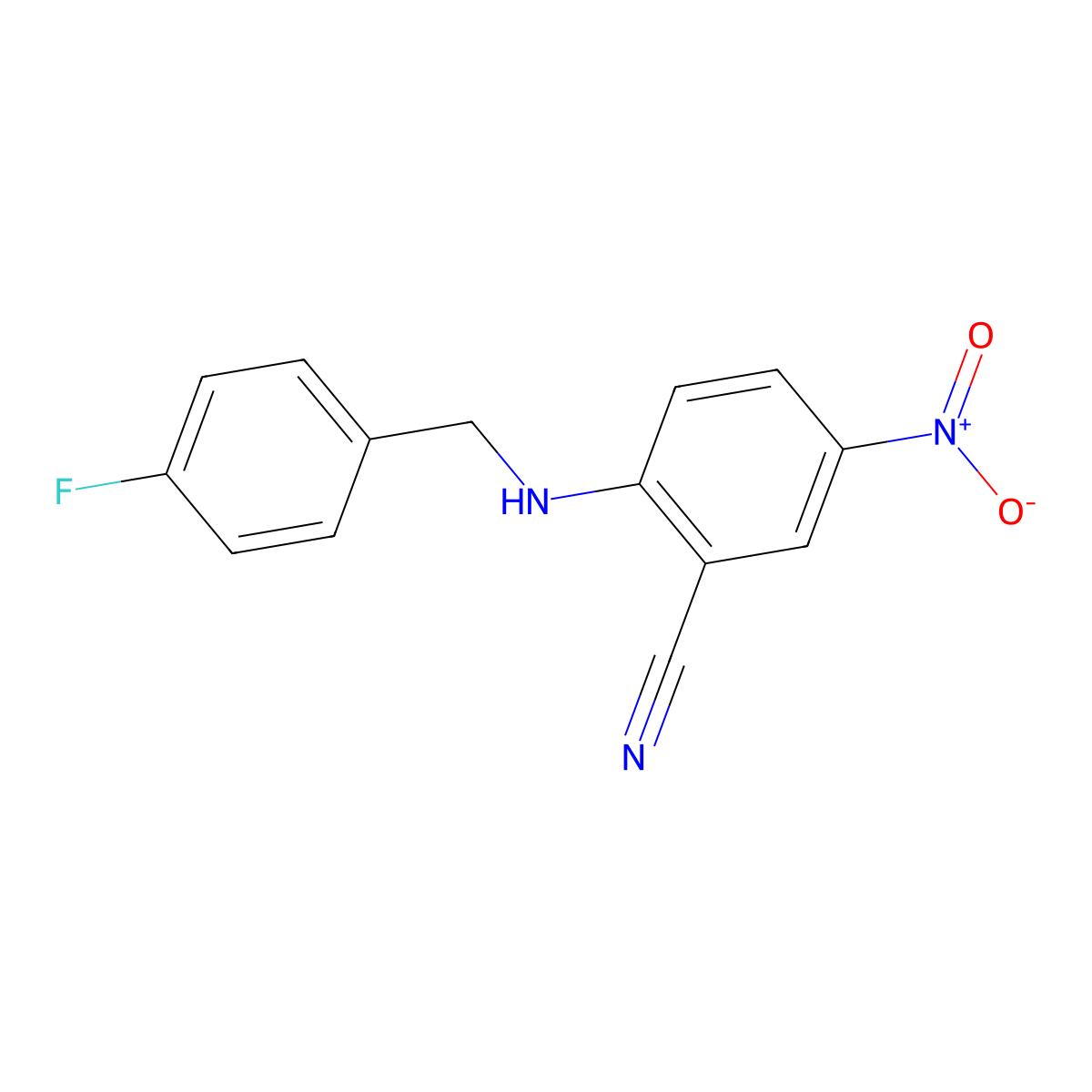 2-[(4-Fluorobenzyl)amino]-5-nitrobenzonitrile molecular structure, CAS 781620-65-3