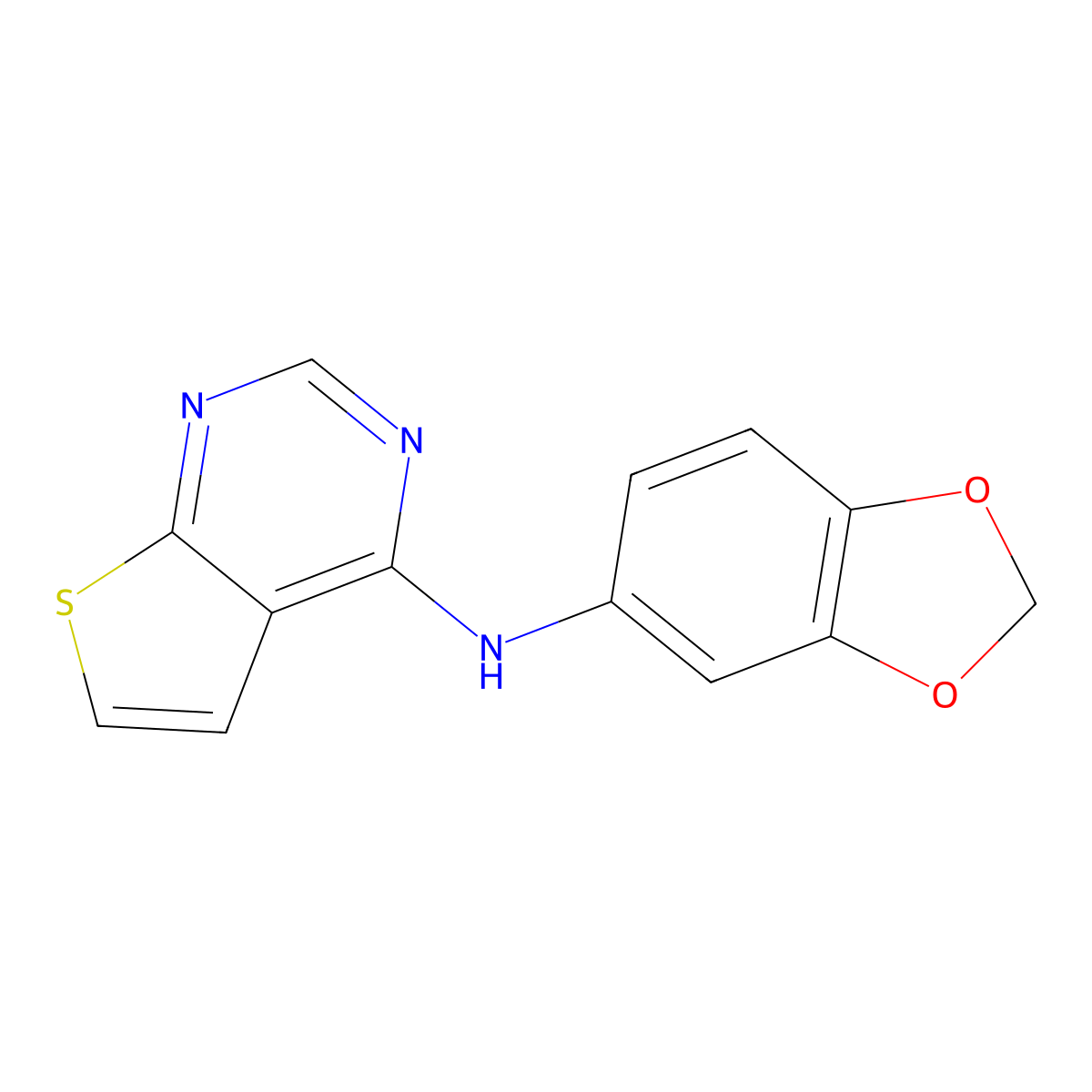 N-(Benzo[d][1,3]dioxol-5-yl)thieno[2,3-d]pyrimidin-4-amine molecular structure, CAS 781622-25-1