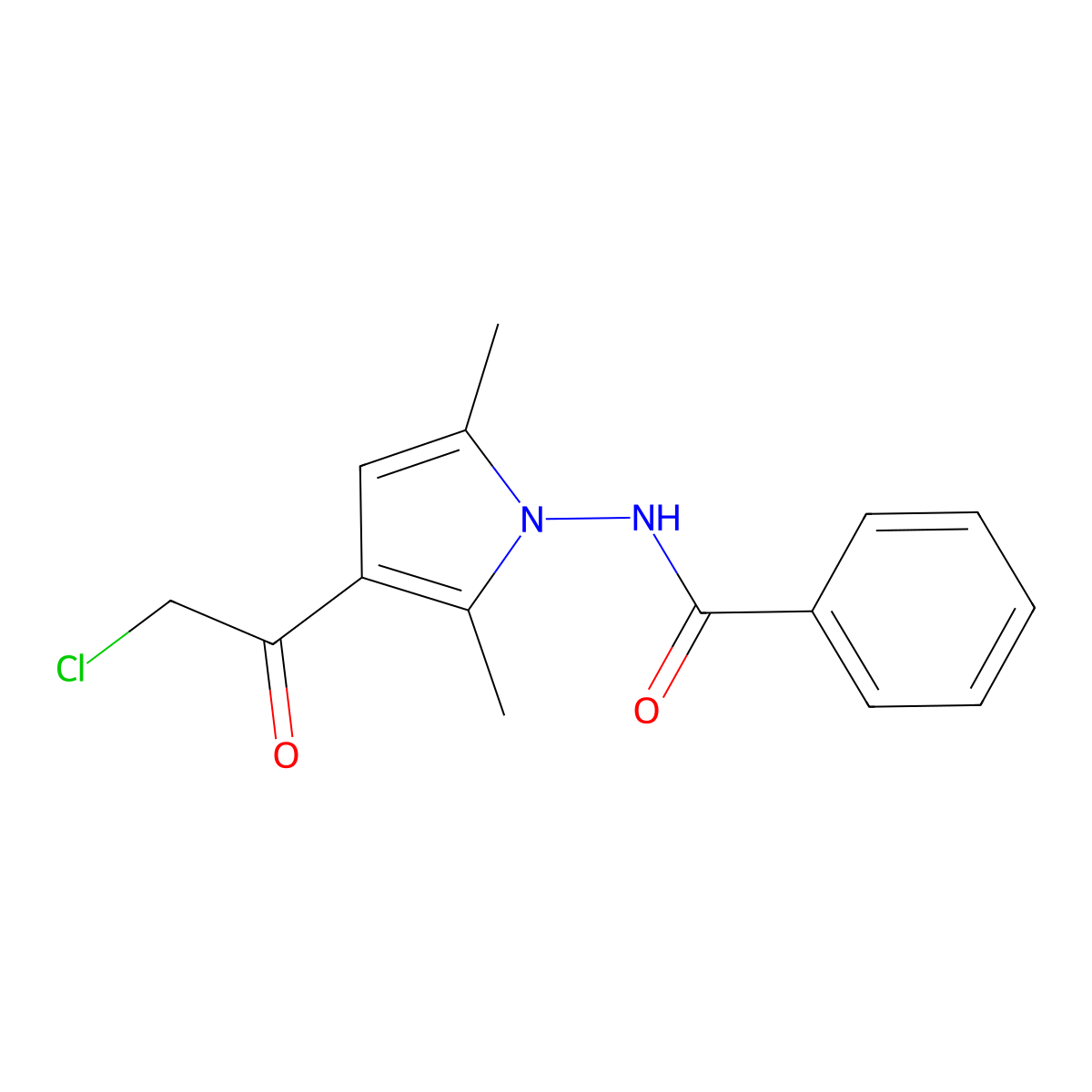 N-[3-(2-chloroacetyl)-2,5-dimethyl-1H-pyrrol-1-yl]benzamide molecular structure, CAS 781626-59-3