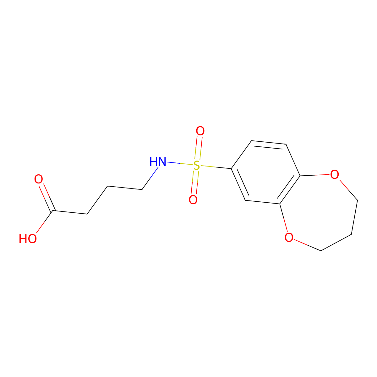 4-(3,4-dihydro-2H-1,5-benzodioxepine-7-sulfonamido)butanoic acid molecular structure, CAS 781626-94-6