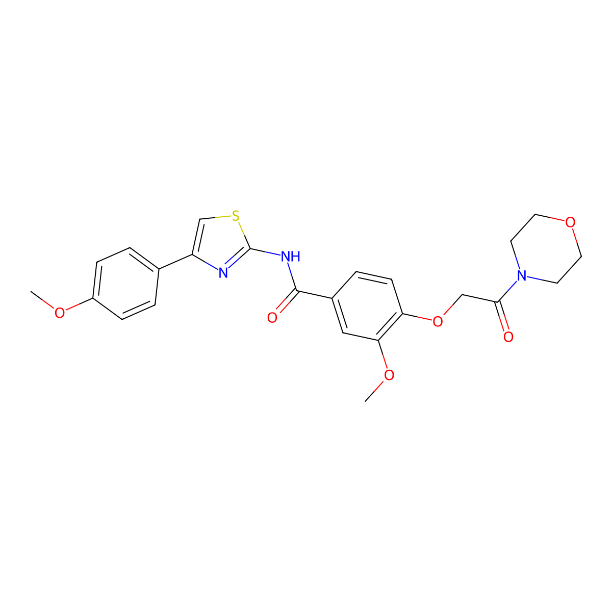 3-methoxy-N-[4-(4-methoxyphenyl)-1,3-thiazol-2-yl]-4-(2-morpholin-4-yl-2-oxoethoxy)benzamide molecular structure, CAS 781628-99-7