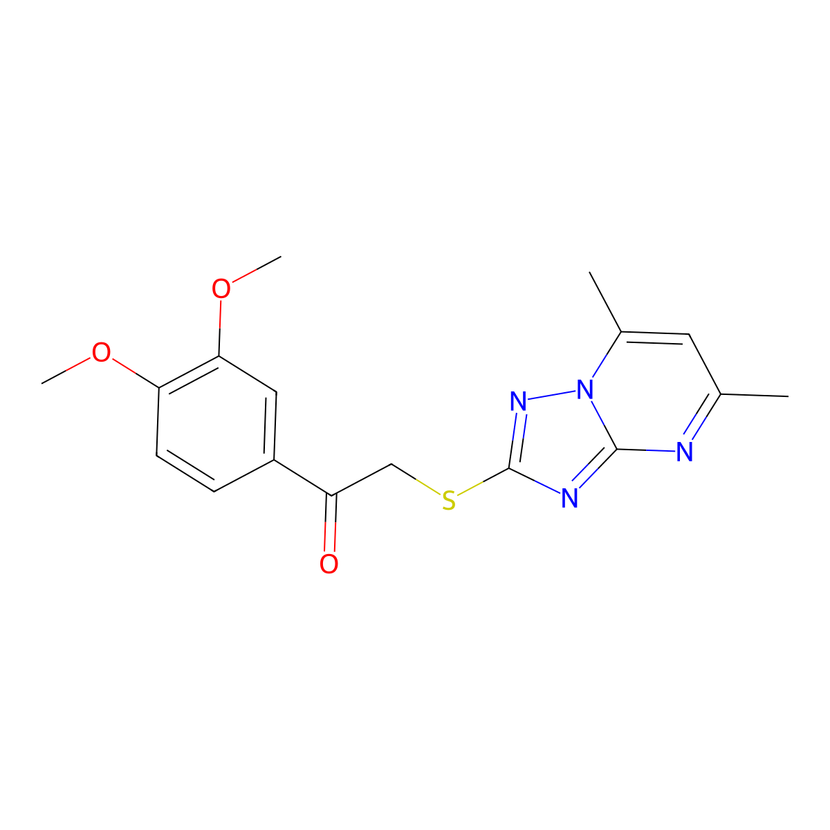 1-(3,4-Dimethoxyphenyl)-2-((5,7-dimethyl-[1,2,4]triazolo[1,5-a]pyrimidin-2-yl)thio)ethanone molecular structure, CAS 781629-19-4