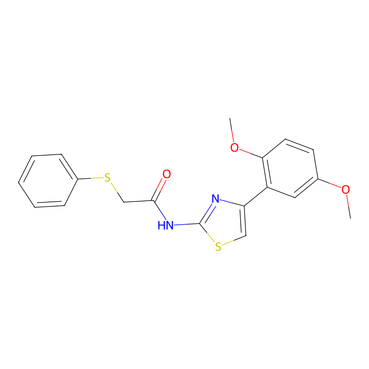N-[4-(2,5-dimethoxyphenyl)-1,3-thiazol-2-yl]-2-(phenylsulfanyl)acetamide molecular structure, CAS 781634-62-6