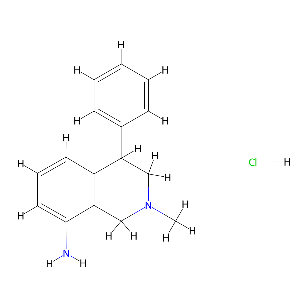2-Methyl-4-phenyl-1,2,3,4-tetrahydro-8-isoquinolinamine hydrochloride molecular structure, CAS 78164-59-7