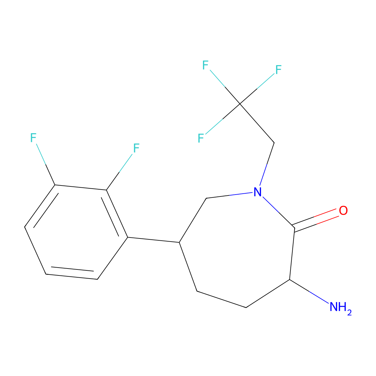 (3R,6S)-3-Amino-6-(2,3-difluorophenyl)-1-(2,2,2-trifluoroethyl)azepan-2-one molecular structure, CAS 781650-41-7