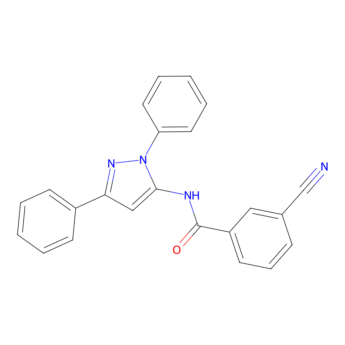 3-cyano-N-(1,3-diphenyl-1H-pyrazol-5-yl)benzamide molecular structure, CAS 781652-57-1