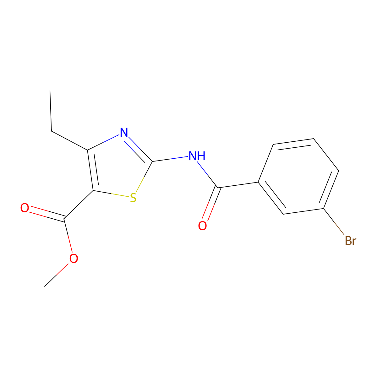 Methyl 2-(3-bromobenzamido)-4-ethylthiazole-5-carboxylate molecular structure, CAS 781654-36-2