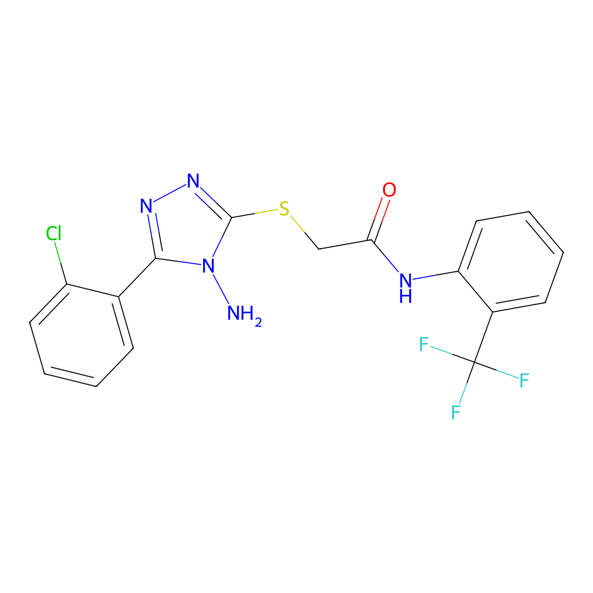 2-{[4-amino-5-(2-chlorophenyl)-4H-1,2,4-triazol-3-yl]sulfanyl}-N-[2-(trifluoromethyl)phenyl]acetamide molecular structure, CAS 781654-39-5