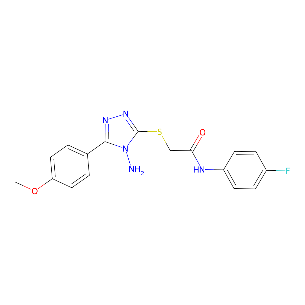 2-{[4-amino-5-(4-methoxyphenyl)-4H-1,2,4-triazol-3-yl]sulfanyl}-N-(4-fluorophenyl)acetamide molecular structure, CAS 781654-61-3