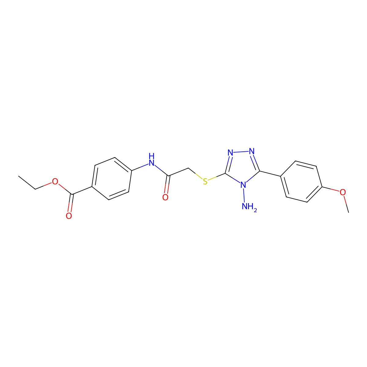 Ethyl 4-[[2-[[4-amino-5-(4-methoxyphenyl)-1,2,4-triazol-3-yl]sulfanyl]acetyl]amino]benzoate molecular structure, CAS 781654-64-6