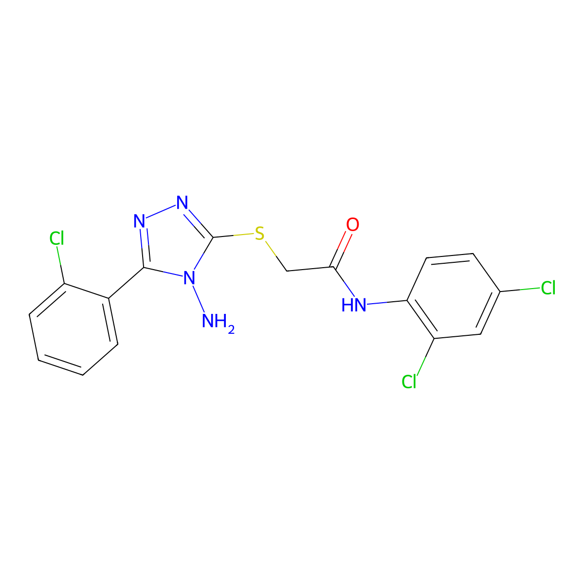 2-[[4-amino-5-(2-chlorophenyl)-1,2,4-triazol-3-yl]sulfanyl]-N-(2,4-dichlorophenyl)acetamide molecular structure, CAS 781654-68-0
