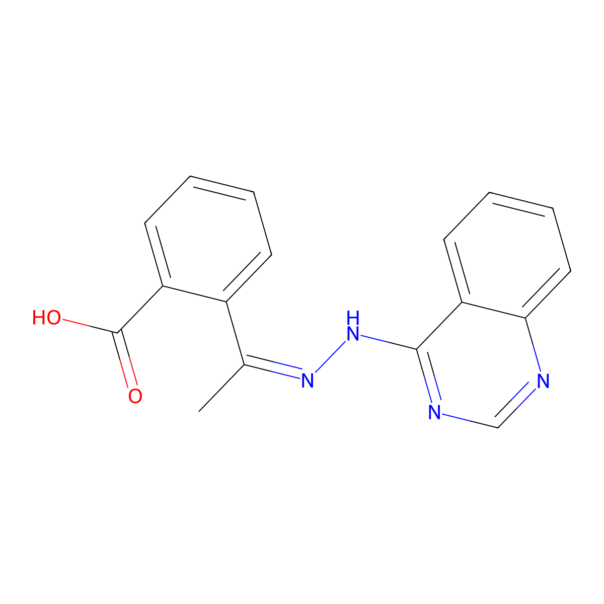 Benzoic acid, 2-[1-(4-quinazolinylhydrazono)ethyl]- molecular structure, CAS 781655-95-6