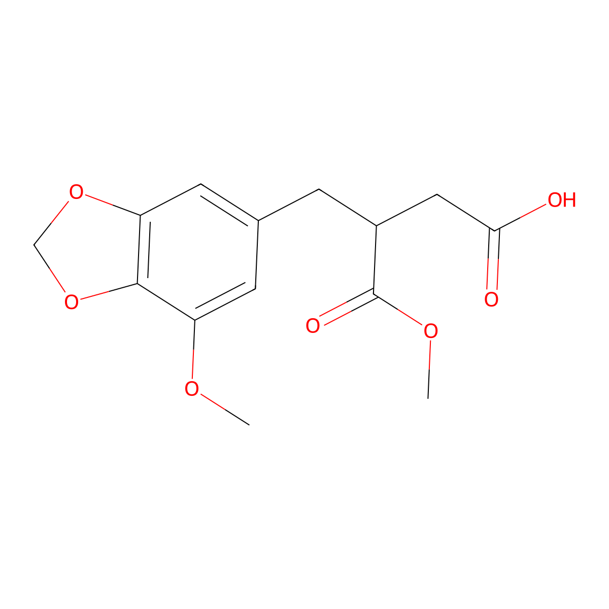 4-Methoxy-3-[(7-methoxy-2H-1,3-benzodioxol-5-yl)methyl]-4-oxobutanoic acid molecular structure, CAS 78173-84-9