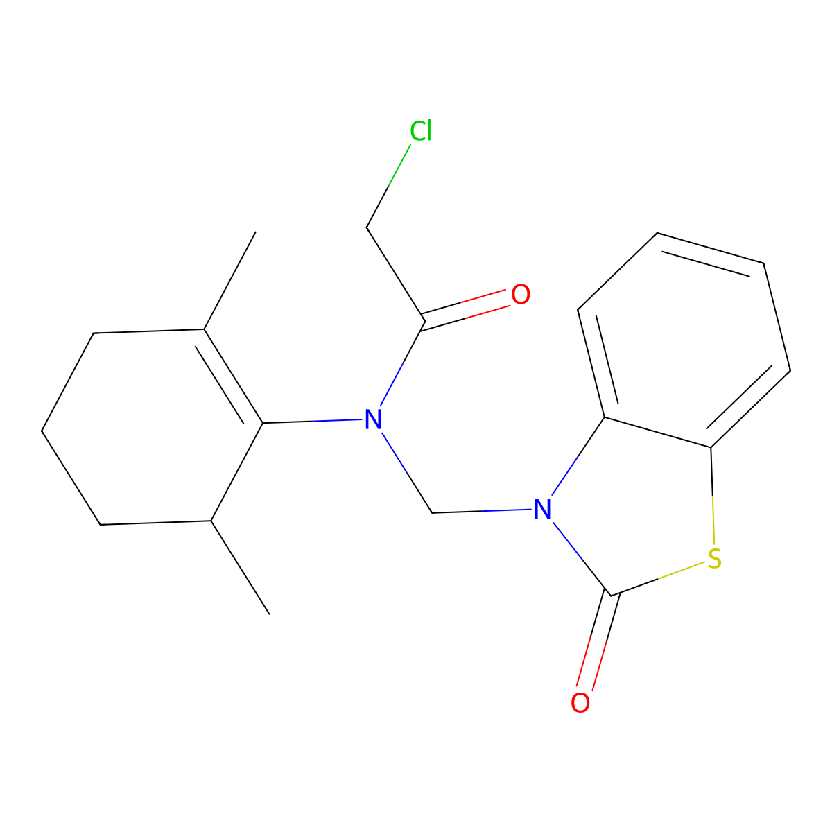 Acetamide, 2-chloro-N-(2,6-dimethyl-1-cyclohexen-1-yl)-N-((2-oxo-3(2H)-benzothiazolyl)methyl)- molecular structure, CAS 78179-98-3