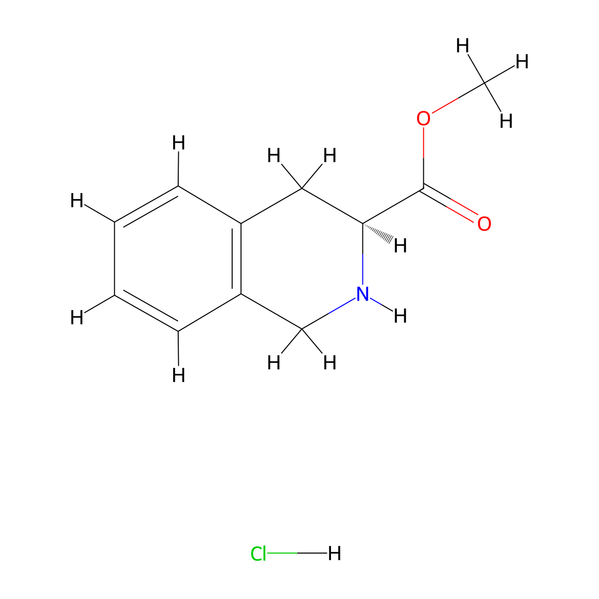 methyl (3S)-1,2,3,4-tetrahydroisoquinoline-3-carboxylate hydrochloride molecular structure, CAS 78183-55-8