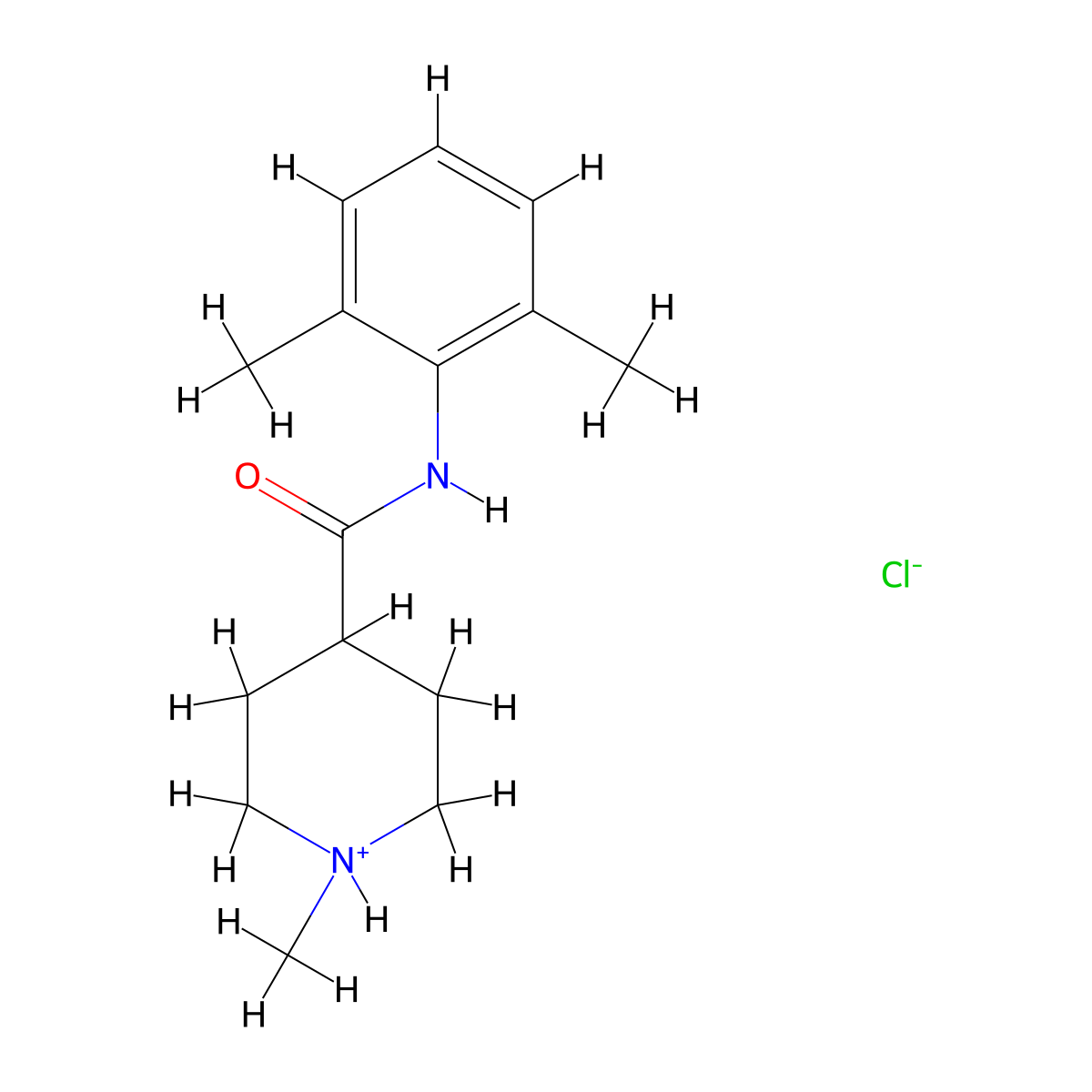 4-Piperidinecarboxamide, N-(2,6-dimethylphenyl)-1-methyl-, hydrochloride (1:1) molecular structure, CAS 78186-37-5