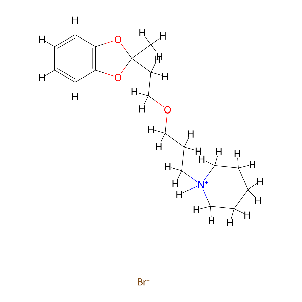 1,3-Benzodioxole, 2-methyl-2-(2-(3-piperidinopropoxy)ethyl)-, hydrobromide molecular structure, CAS 78186-64-8