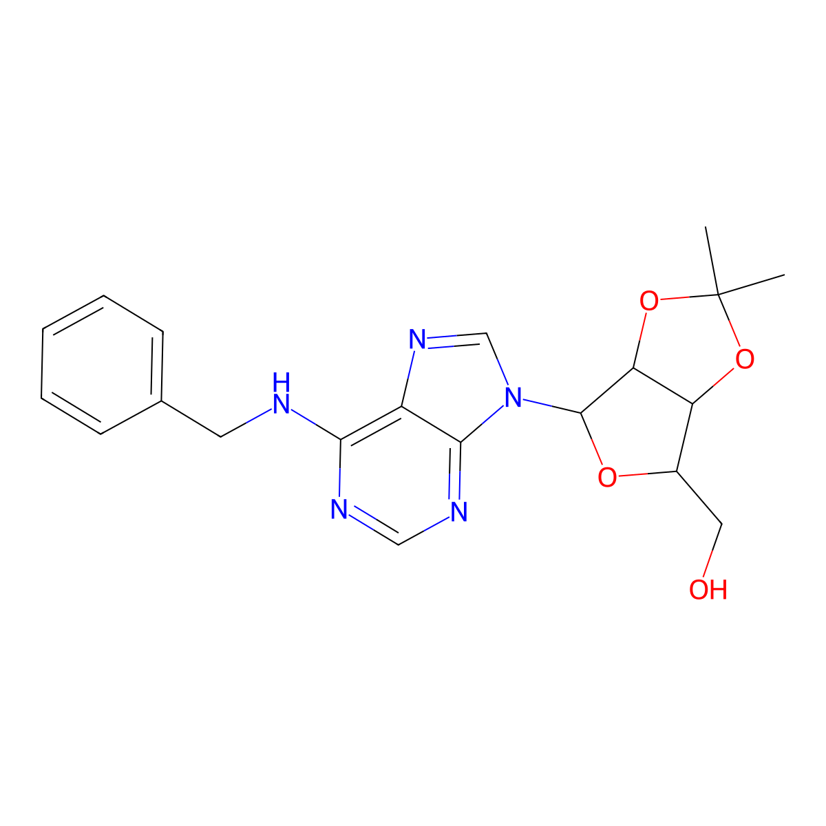 2',3'-O-(1-Methylethylidene)-N-(phenylmethyl)adenosine molecular structure, CAS 78188-38-2