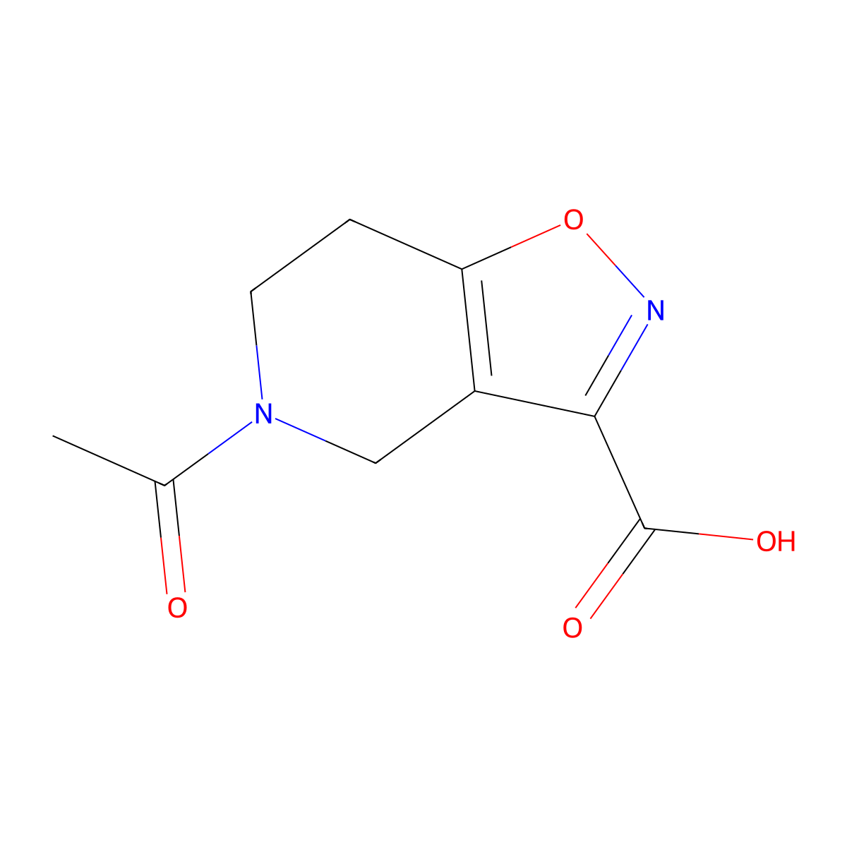 5-acetyl-4H,5H,6H,7H-[1,2]oxazolo[4,5-c]pyridine-3-carboxylic acid molecular structure, CAS 78190-06-4