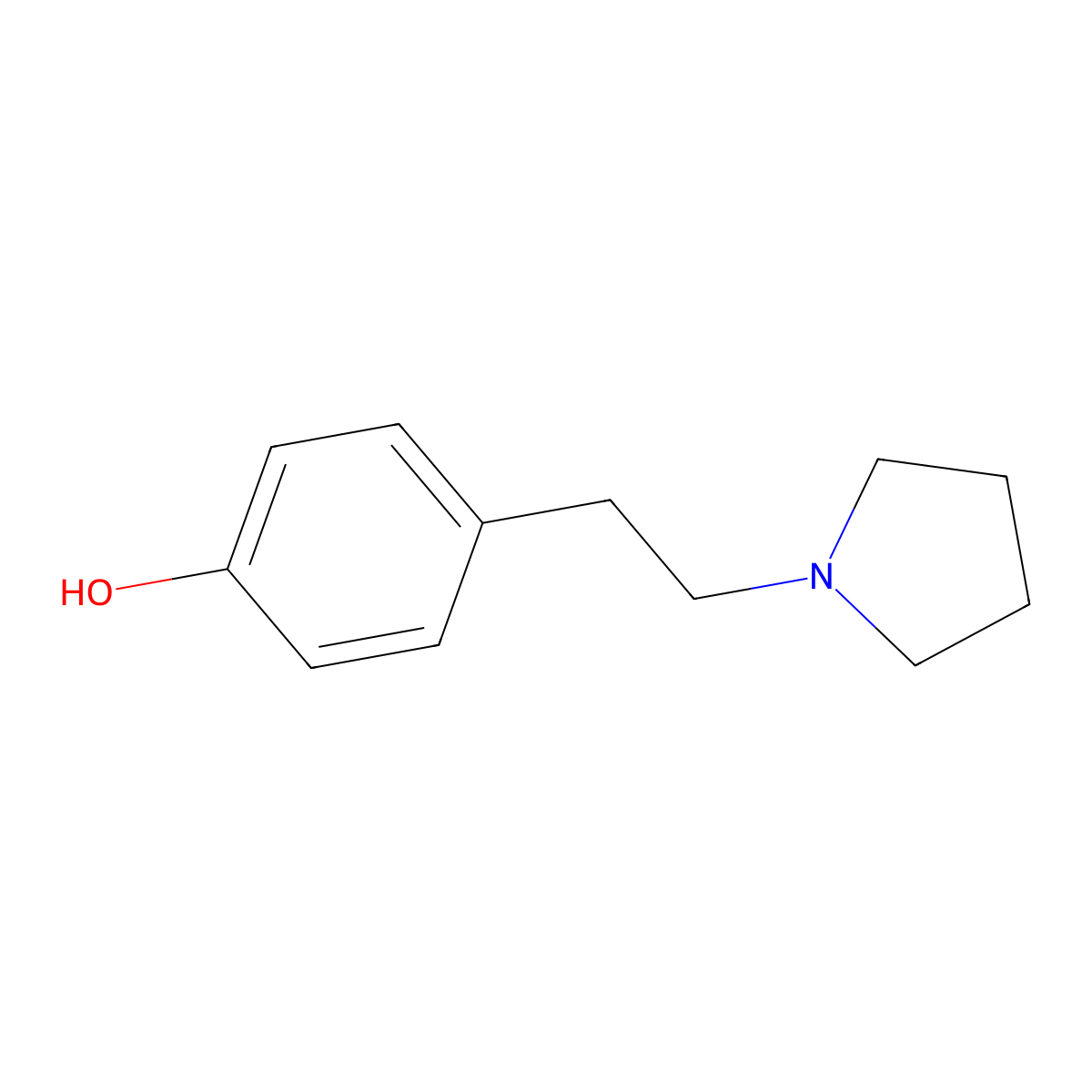 4-(2-(Pyrrolidin-1-yl)ethyl)phenol molecular structure, CAS 78190-32-6