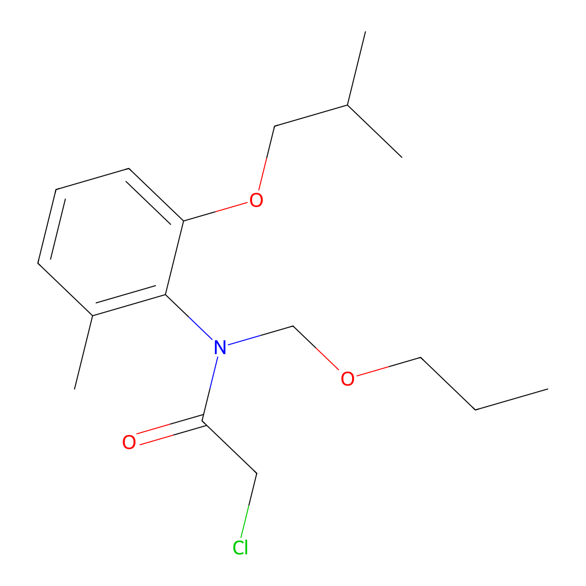 2-chloro-N-(2-isobutoxy-6-methylphenyl)-N-(propoxymethyl)acetamide molecular structure, CAS 78194-02-2