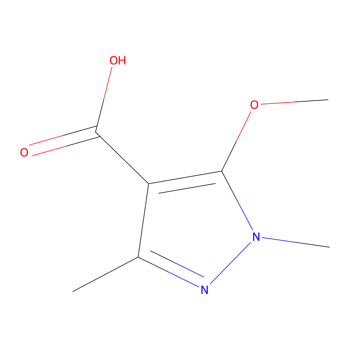 5-methoxy-1,3-dimethyl-1H-pyrazole-4-carboxylic acid molecular structure, CAS 78201-01-1