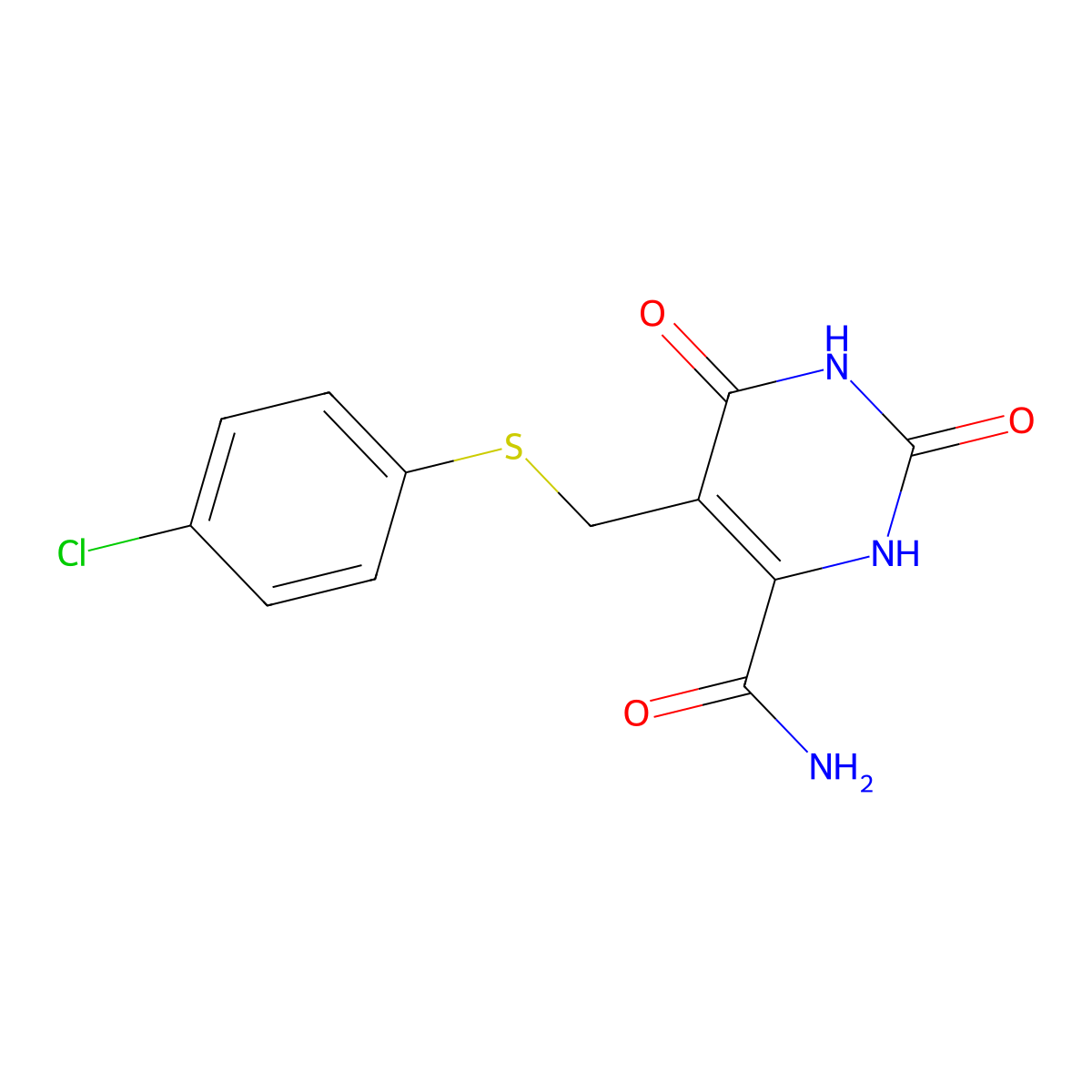 5-[(4-chlorophenyl)sulfanylmethyl]-2,4-dioxo-1H-pyrimidine-6-carboxamide molecular structure, CAS 78202-90-1