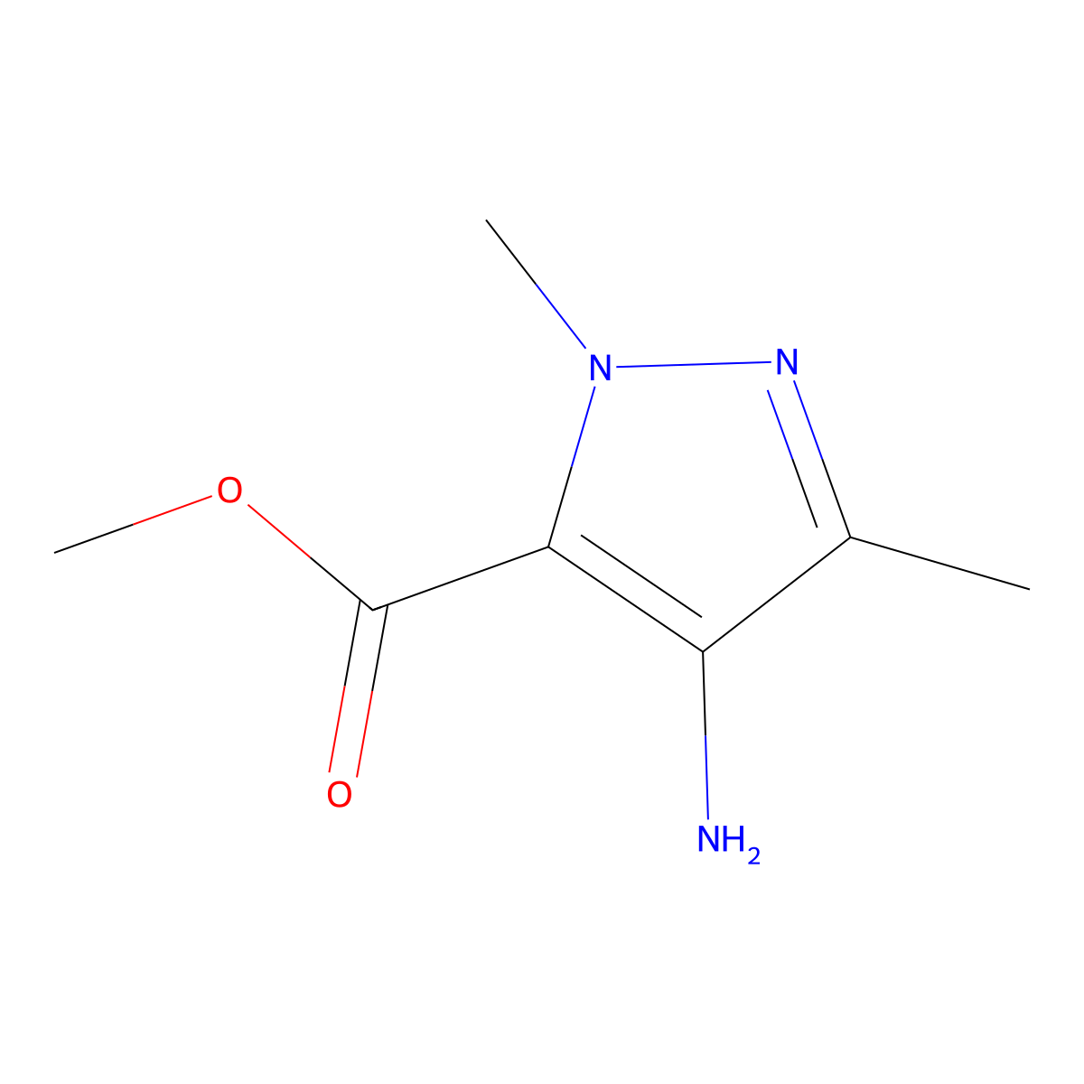 methyl 4-amino-1,3-dimethyl-1H-pyrazole-5-carboxylate molecular structure, CAS 78208-56-7