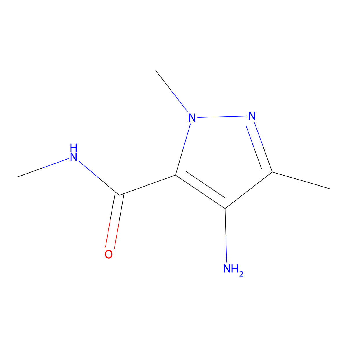 4-amino-N,1,3-trimethyl-1H-pyrazole-5-carboxamide molecular structure, CAS 78208-59-0
