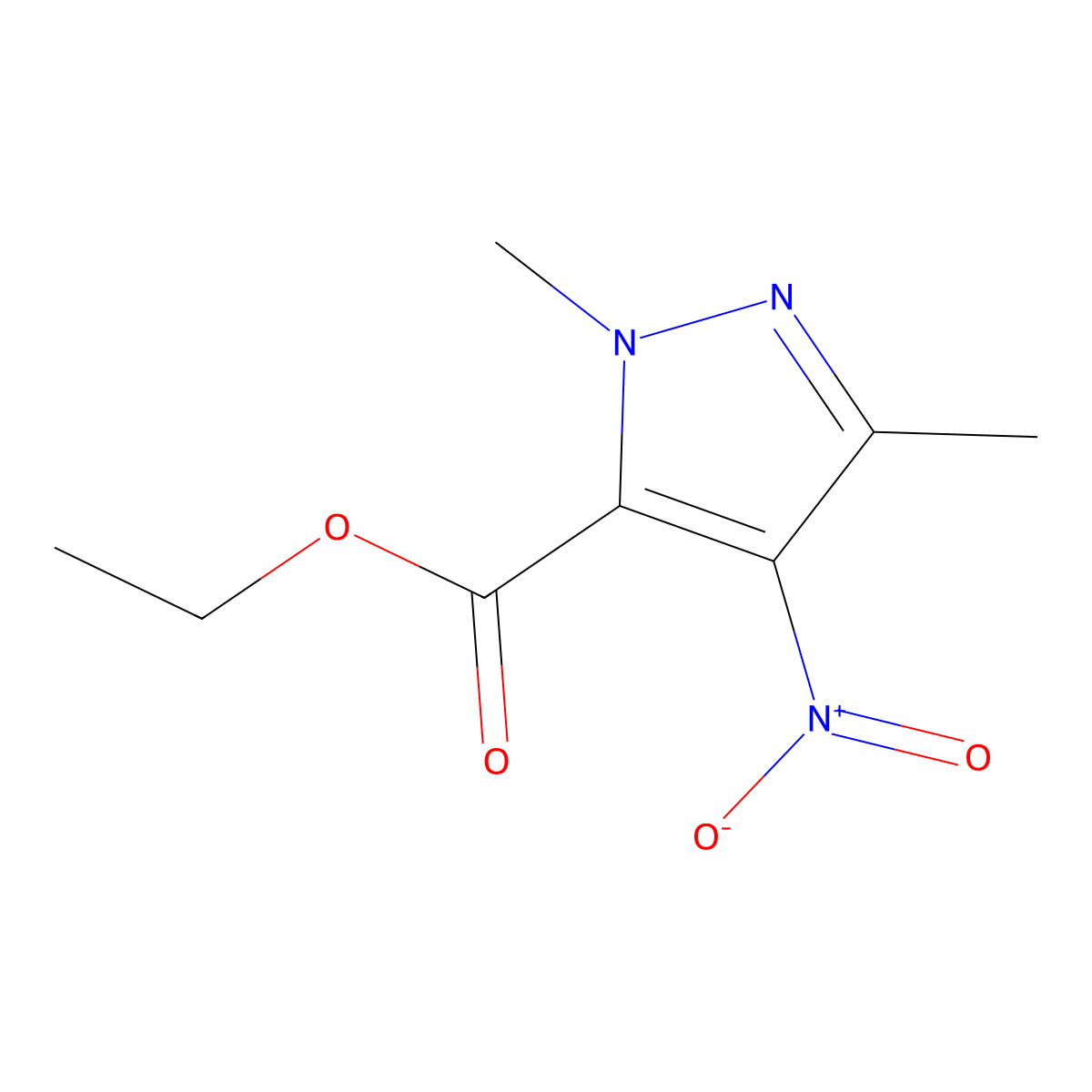 ethyl 1,3-dimethyl-4-nitro-1H-pyrazole-5-carboxylate molecular structure, CAS 78208-68-1