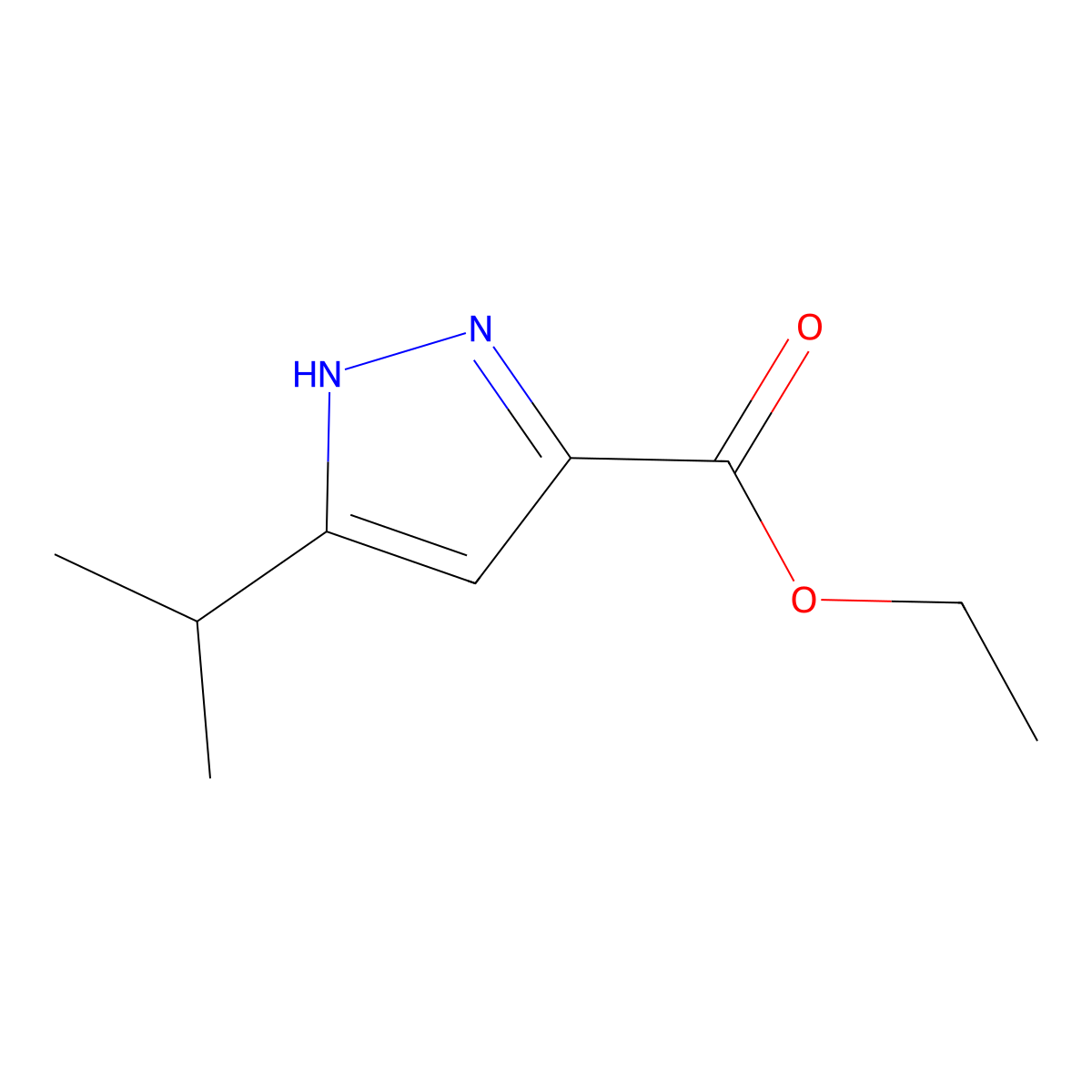 ethyl 3-isopropyl-1H-pyrazole-5-carboxylate molecular structure, CAS 78208-72-7
