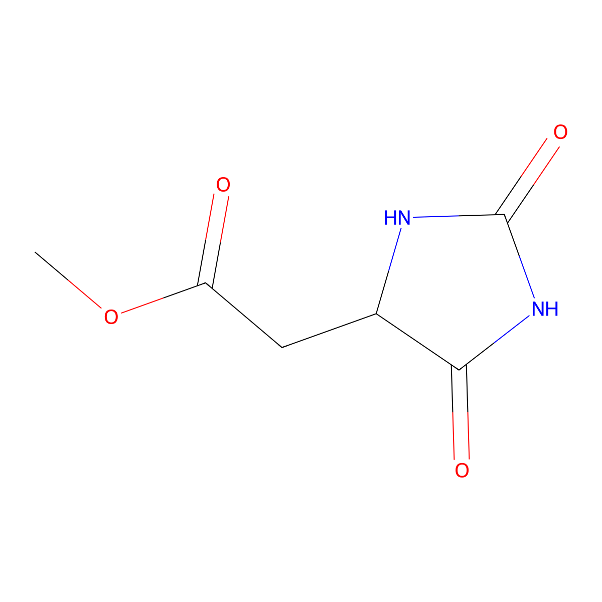 Methyl (2,5-dioxoimidazolidin-4-yl)acetate molecular structure, CAS 78212-20-1