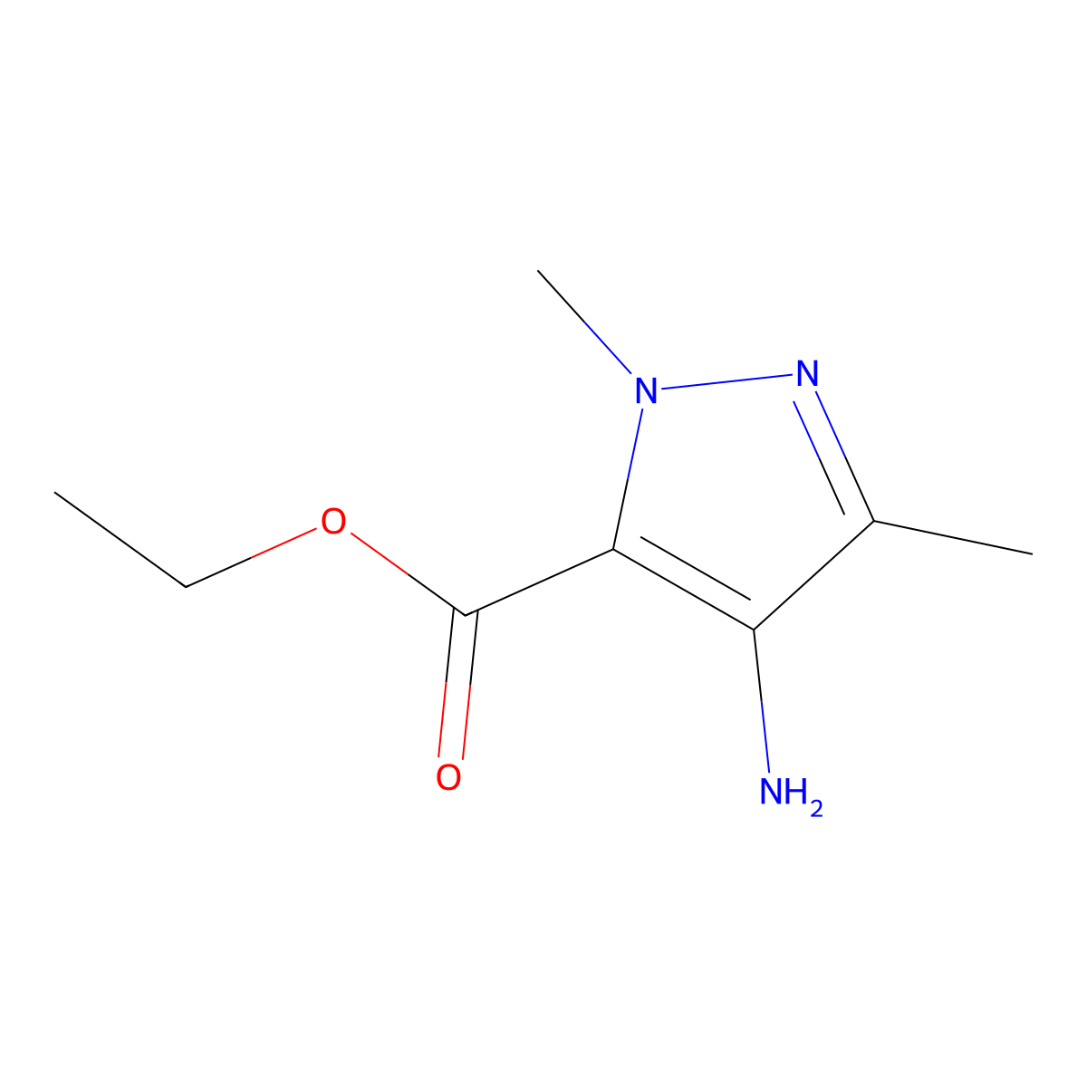 ethyl 4-amino-1,3-dimethyl-1H-pyrazole-5-carboxylate molecular structure, CAS 78220-39-0