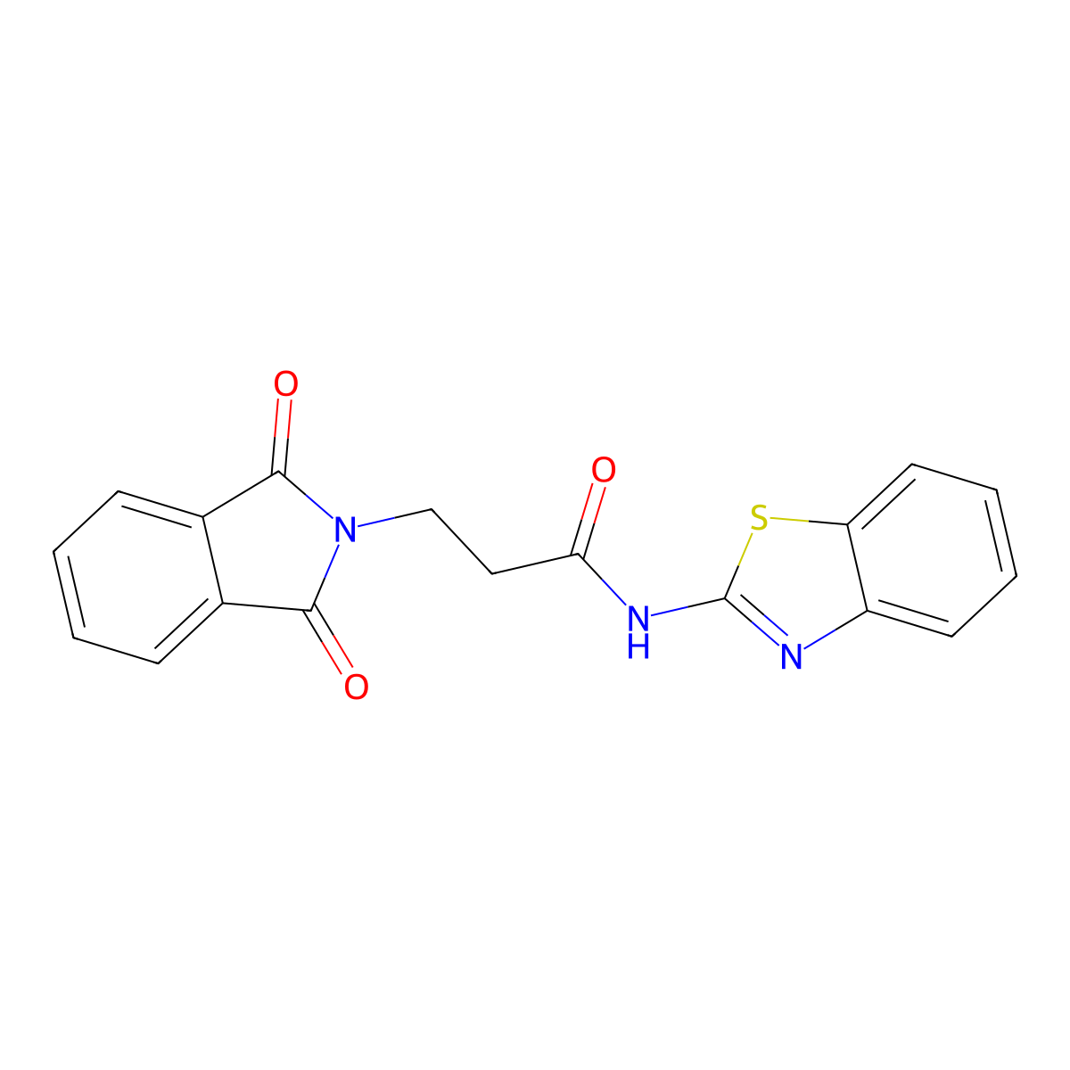 N-(1,3-benzothiazol-2-yl)-3-(1,3-dioxoisoindol-2-yl)propanamide molecular structure, CAS 78220-98-1