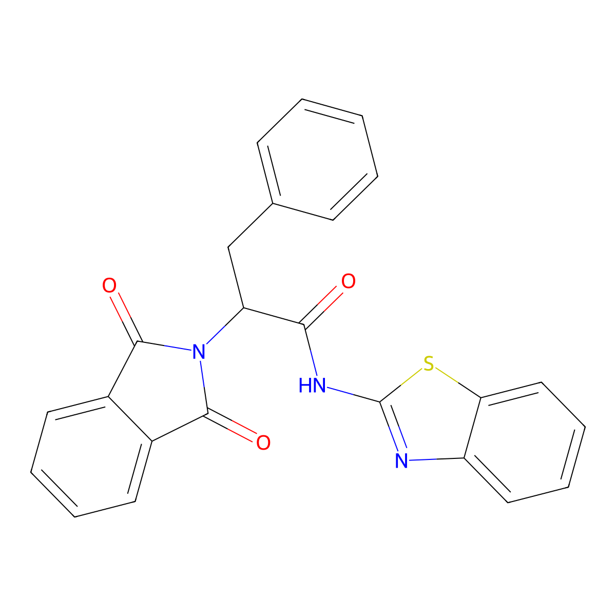 N-(1,3-benzothiazol-2-yl)-2-(1,3-dioxoisoindol-2-yl)-3-phenylpropanamide molecular structure, CAS 78221-01-9