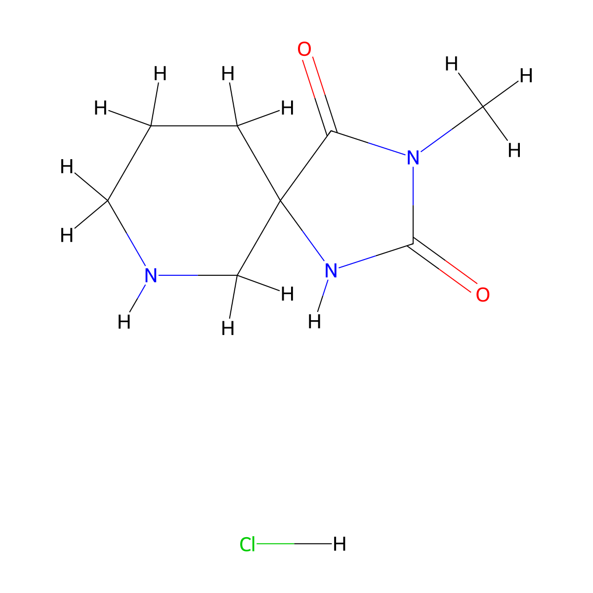 3-Methyl-1,3,7-triazaspiro(4.5)decane-2,4-dione hydrochloride molecular structure, CAS 78233-17-7