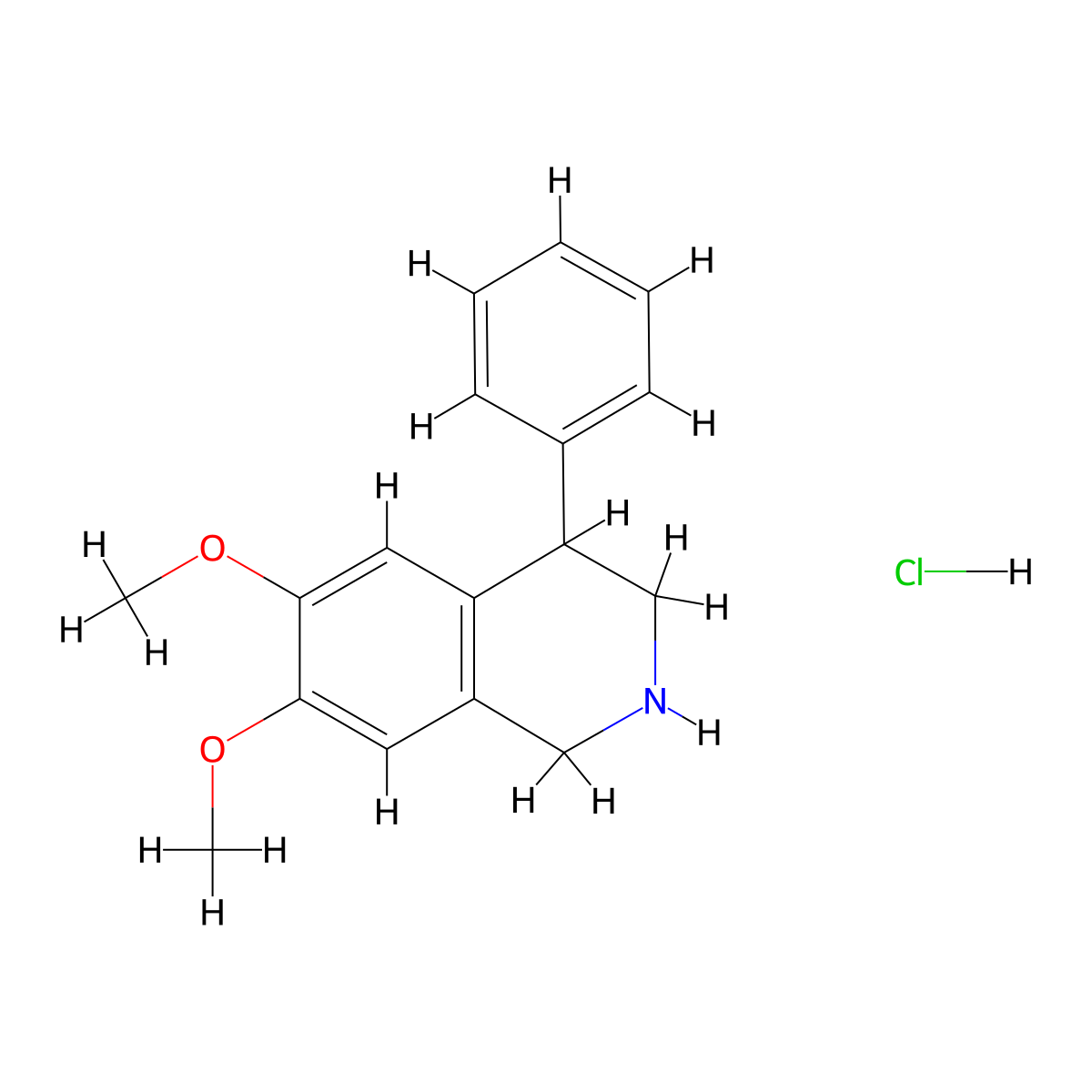 6,7-Dimethoxy-4-phenyl 1,2,3,4-tetrahydroisoquinoline hydrocholoride molecular structure, CAS 78238-94-5