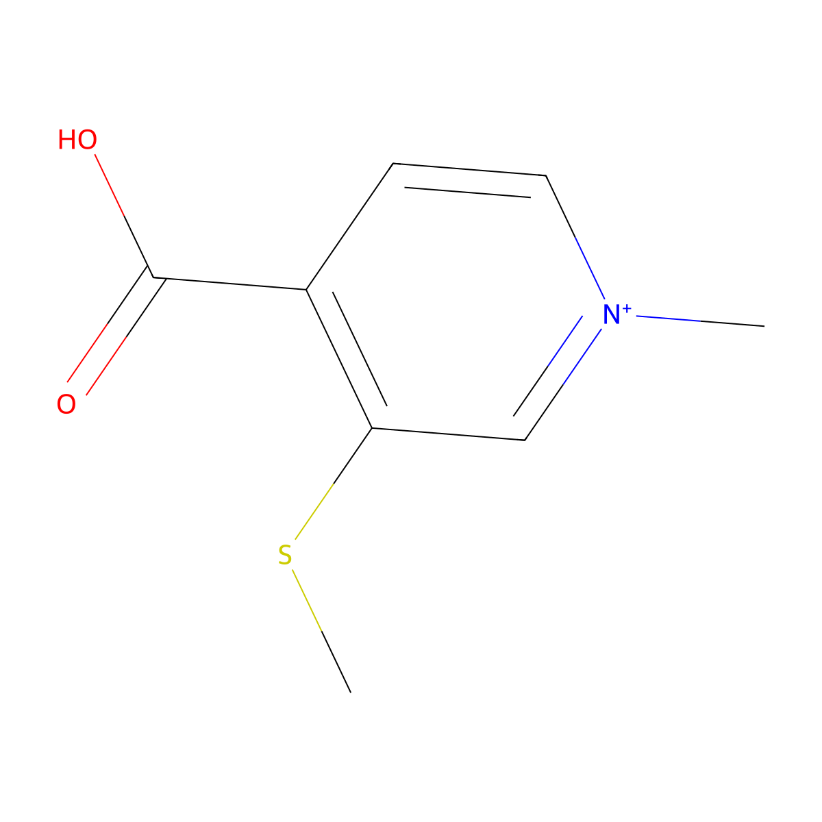 4-Carboxy-1-methyl-3-(methylsulfanyl)pyridinium molecular structure, CAS 782400-10-6