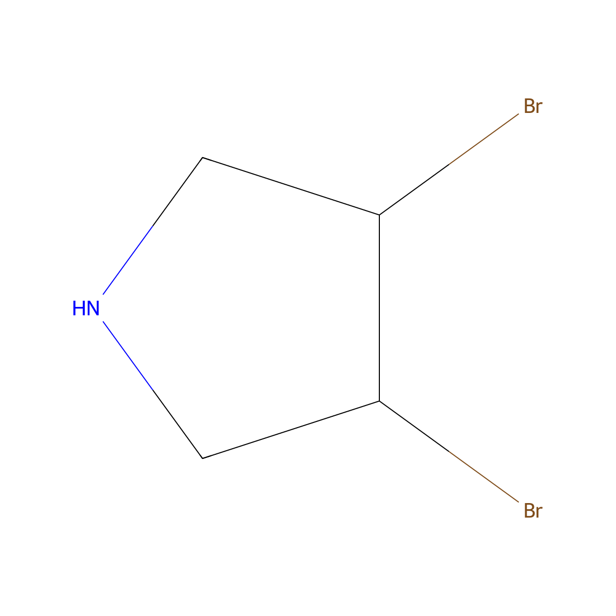 rac-(3R,4R)-3,4-dibromopyrrolidine molecular structure, CAS 782408-53-1