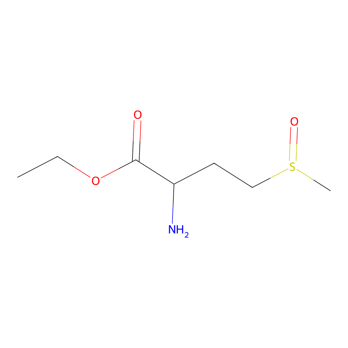 ethyl (2S)-2-amino-4-methanesulfinylbutanoate molecular structure, CAS 782427-77-4