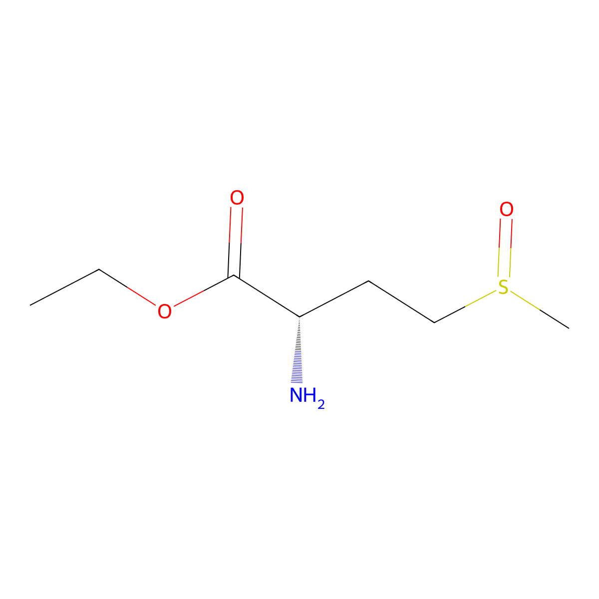 ethyl (2S)-2-amino-4-methanesulfinylbutanoate molecular structure, CAS 782427-77-4