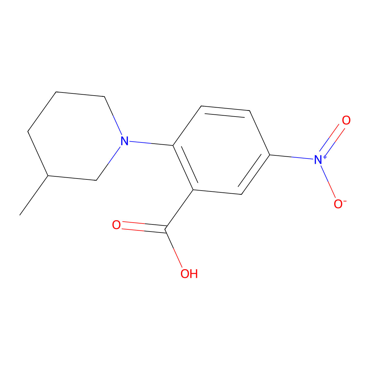 5-Nitro-2-(3-Methylpiperidin-1-yl)benzoic acid molecular structure, CAS 78243-26-2