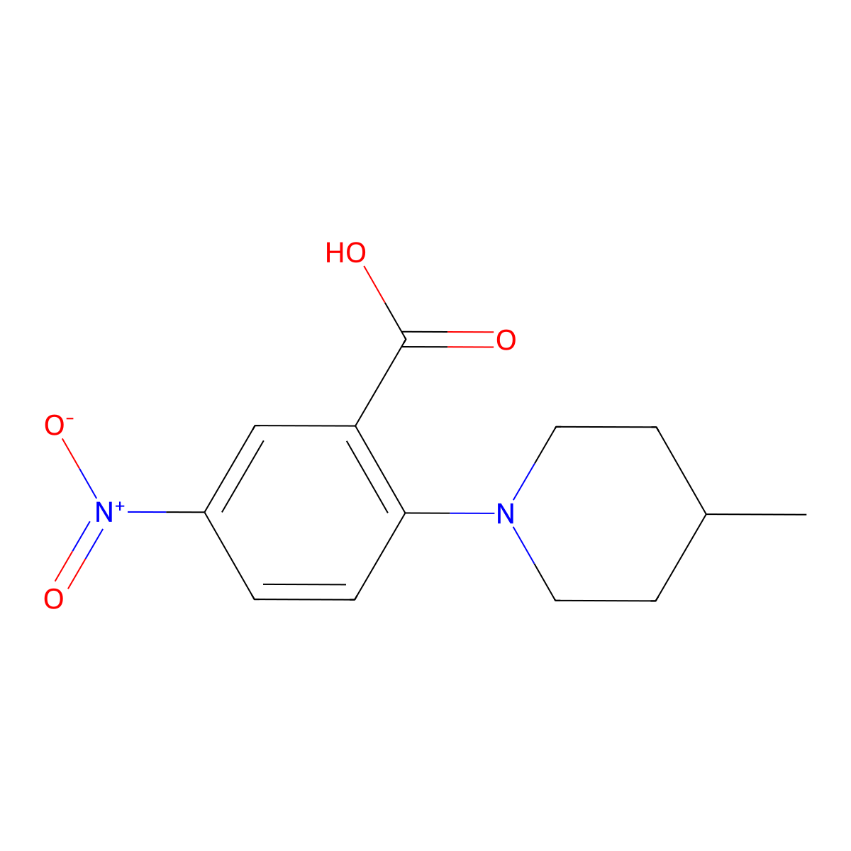 2-(4-Methylpiperidin-1-yl)-5-nitrobenzoic acid molecular structure, CAS 78243-27-3