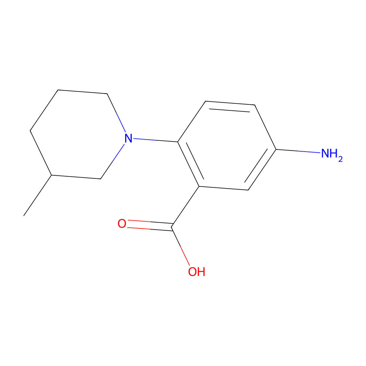 5-Amino-2-(3-methyl-1-piperidinyl)benzoic acid molecular structure, CAS 78243-67-1