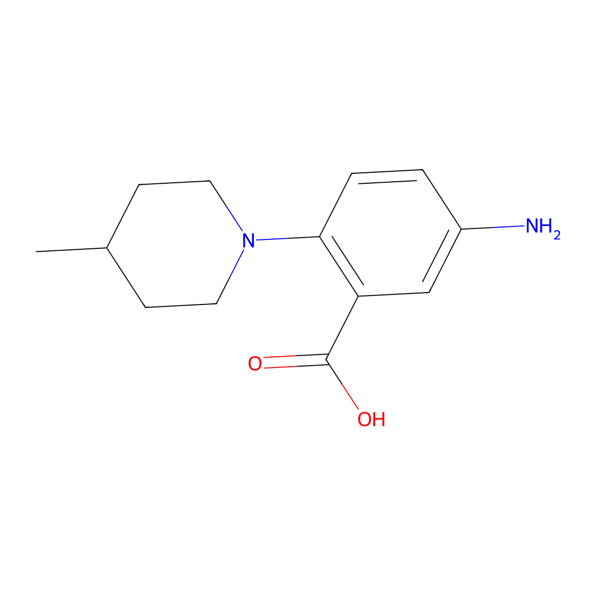5-Amino-2-(4-methyl-piperidin-1-yl)-benzoic acid molecular structure, CAS 78243-68-2