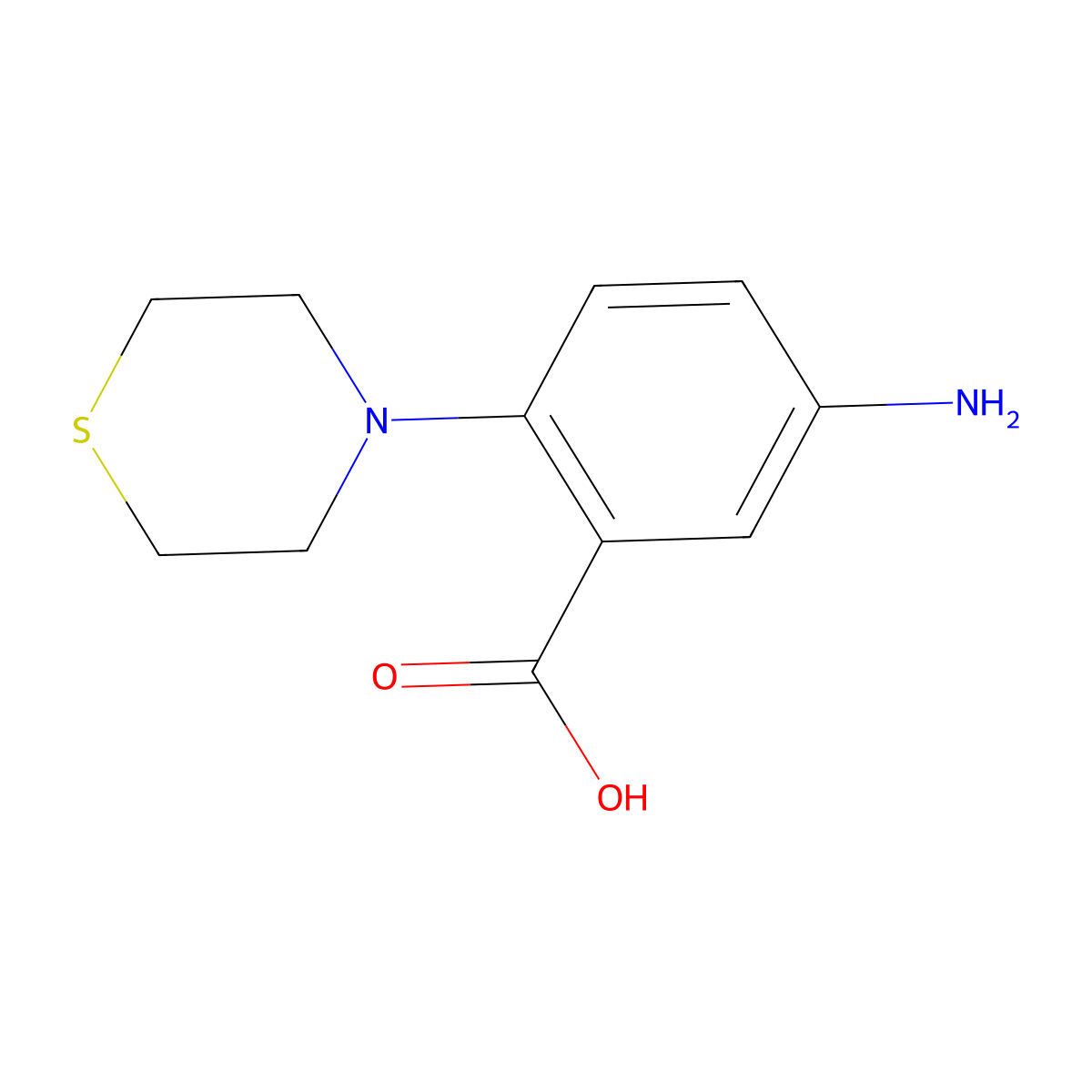 5-Amino-2-(thiomorpholin-4-yl)benzoic acid molecular structure, CAS 78243-75-1