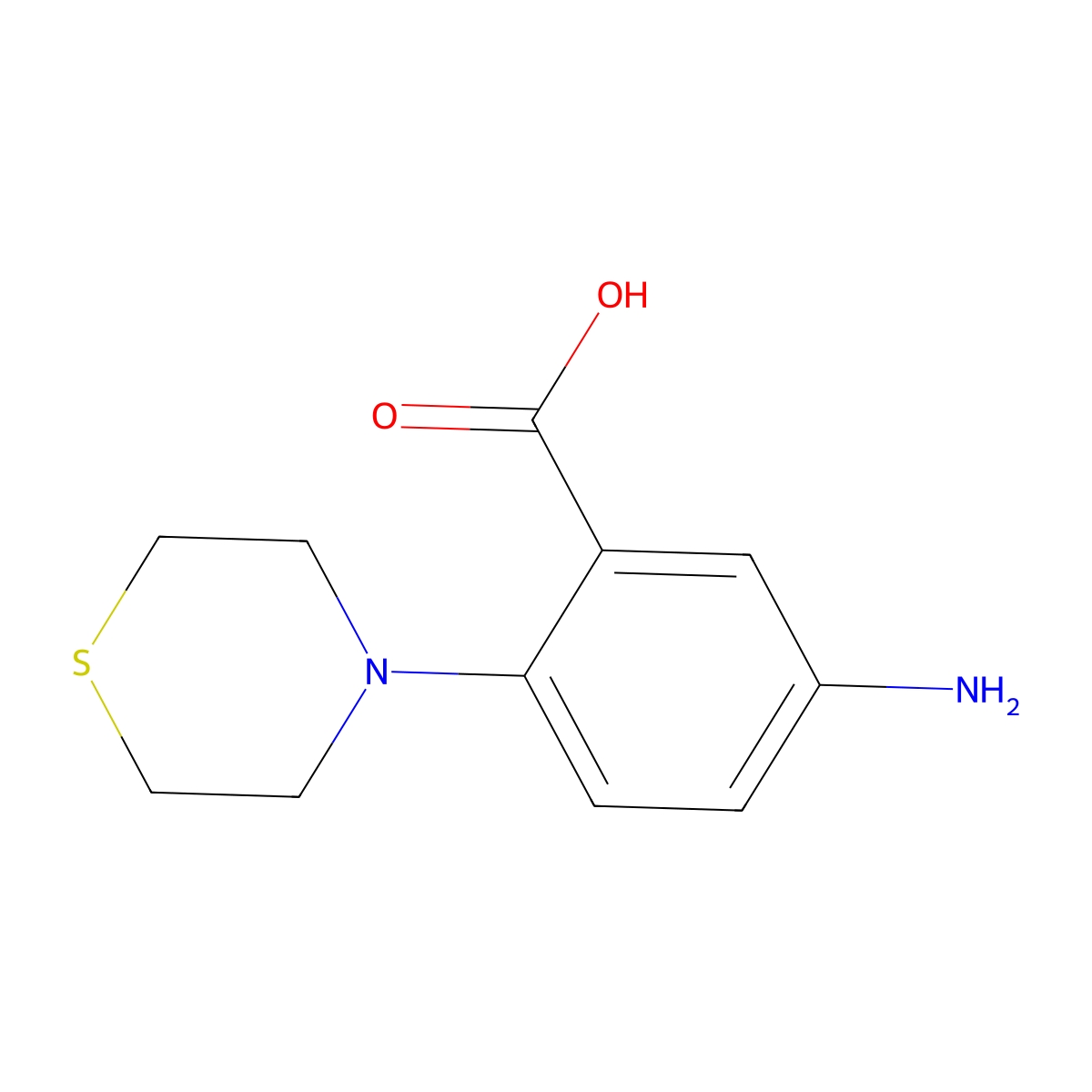 5-Amino-2-(thiomorpholin-4-yl)benzoic acid molecular structure, CAS 78243-75-1