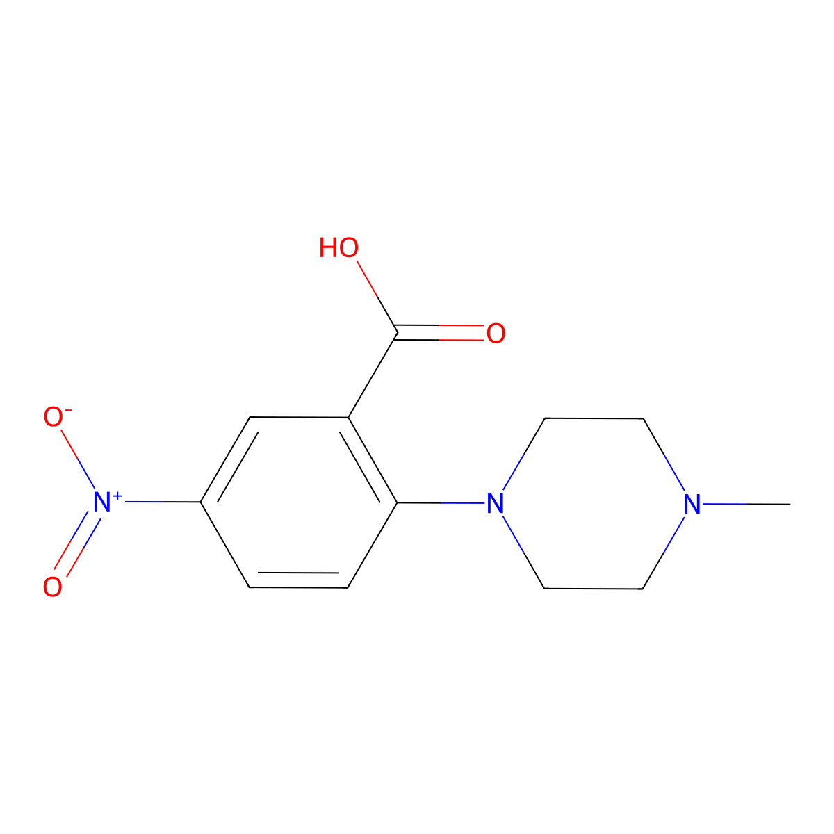 2-(4-Methylpiperazin-1-yl)-5-nitrobenzoic acid molecular structure, CAS 78244-06-1